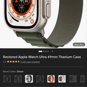 Apple Watch Ultra 49mm Titanium Case with Green Sport Loop